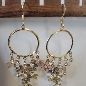 Elegant Gold Floral Dangle Earrings
